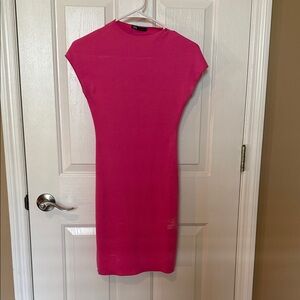Zara Bright Pink Midi Cap-Sleeve Bodycon Dress